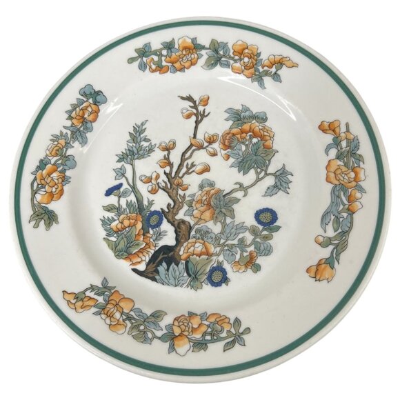 Vintage Syracuse & Shenango China Floral Plates Set Of 2 Orange & Green 9" Dinne - Picture 2 of 5